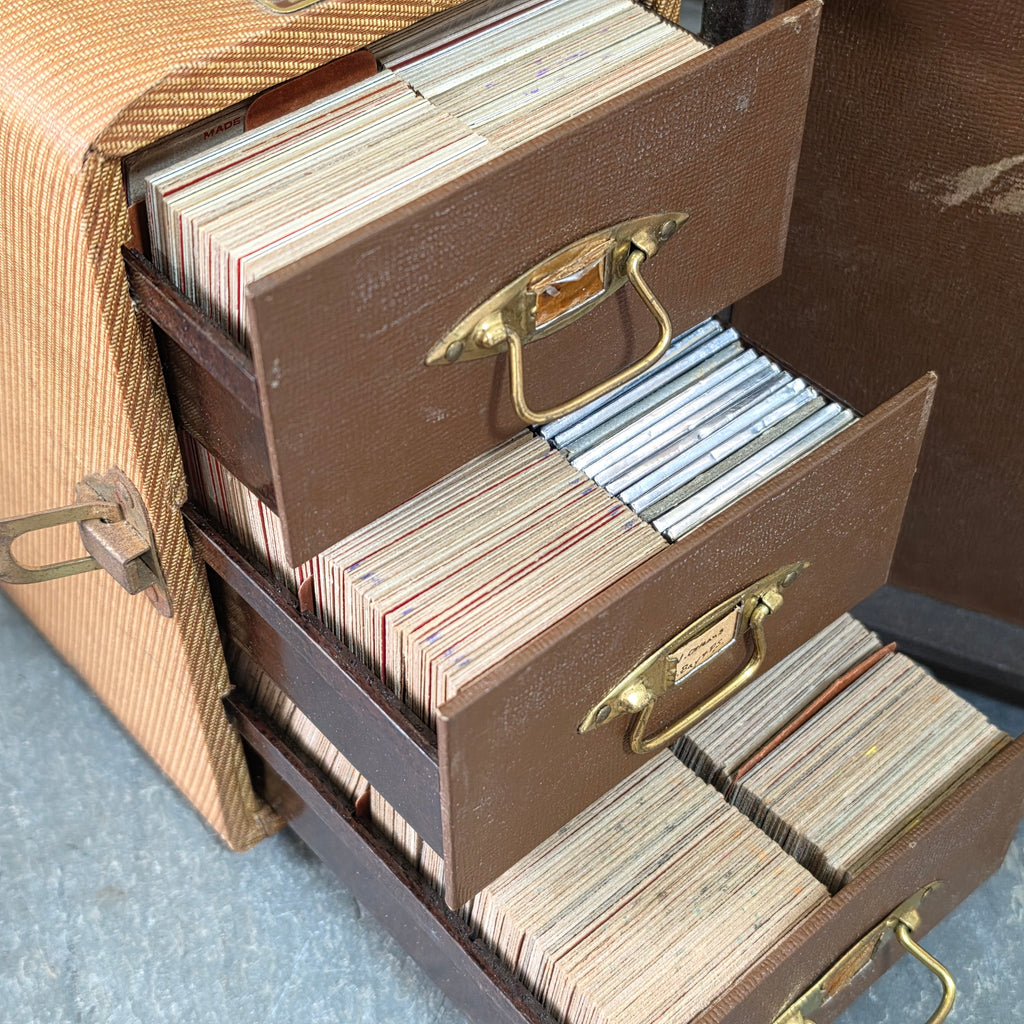 Vintage Tweed Cased Barnett Jaffee 35mm Slide Holder Box Drawers Full of Photos