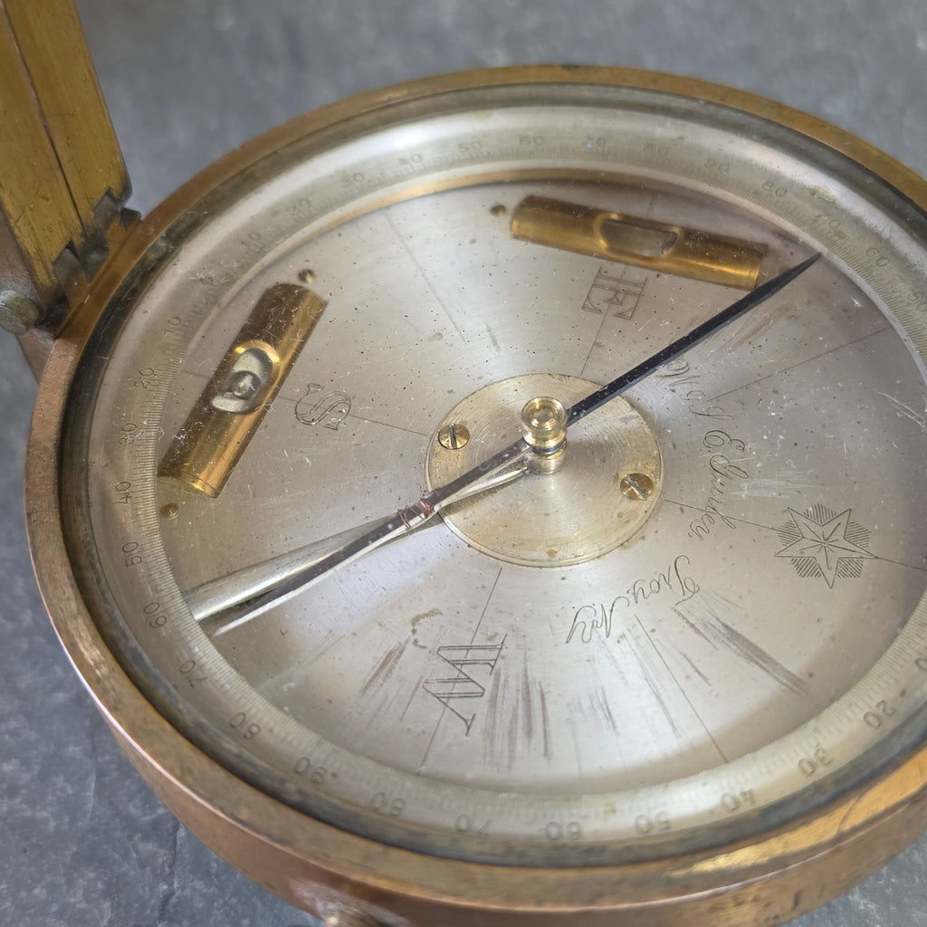 Antique W LE Gurley Troy NY Brass Surveyor Compass Transit Folding Sights 19thC