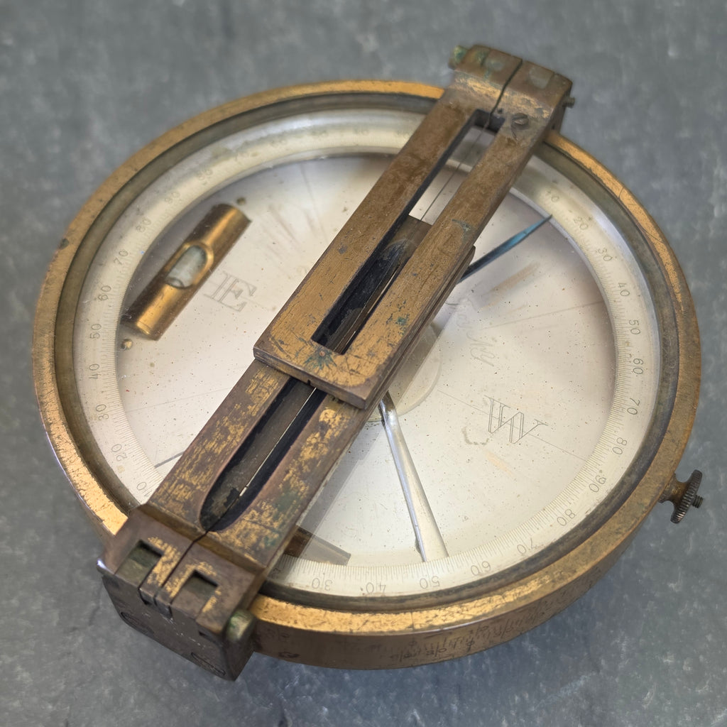 Antique W LE Gurley Troy NY Brass Surveyor Compass Transit Folding Sights 19thC