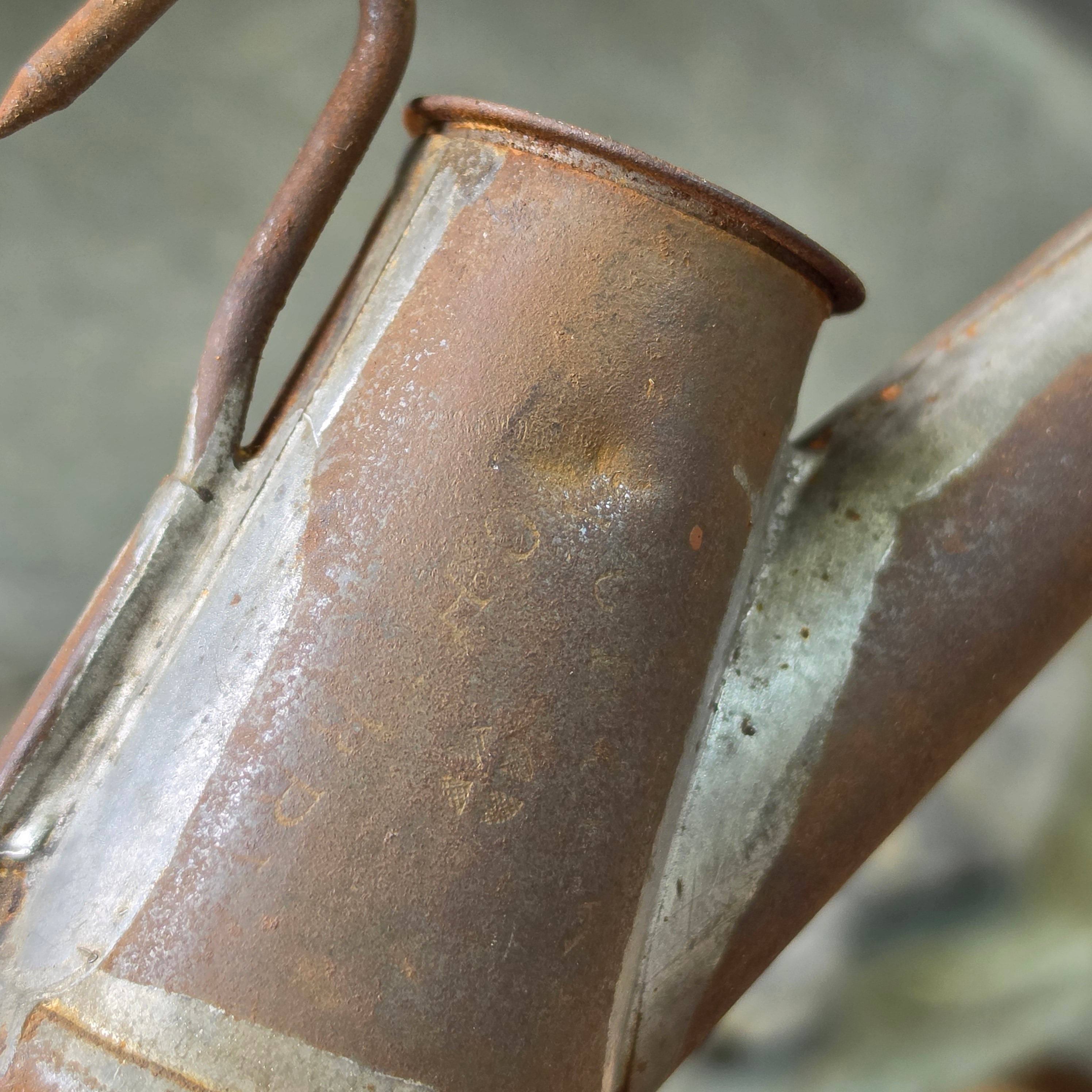 Antique James Cherry PA Coal Miner’s Oil Spout Lamp Diagonal Double Mark Cross
