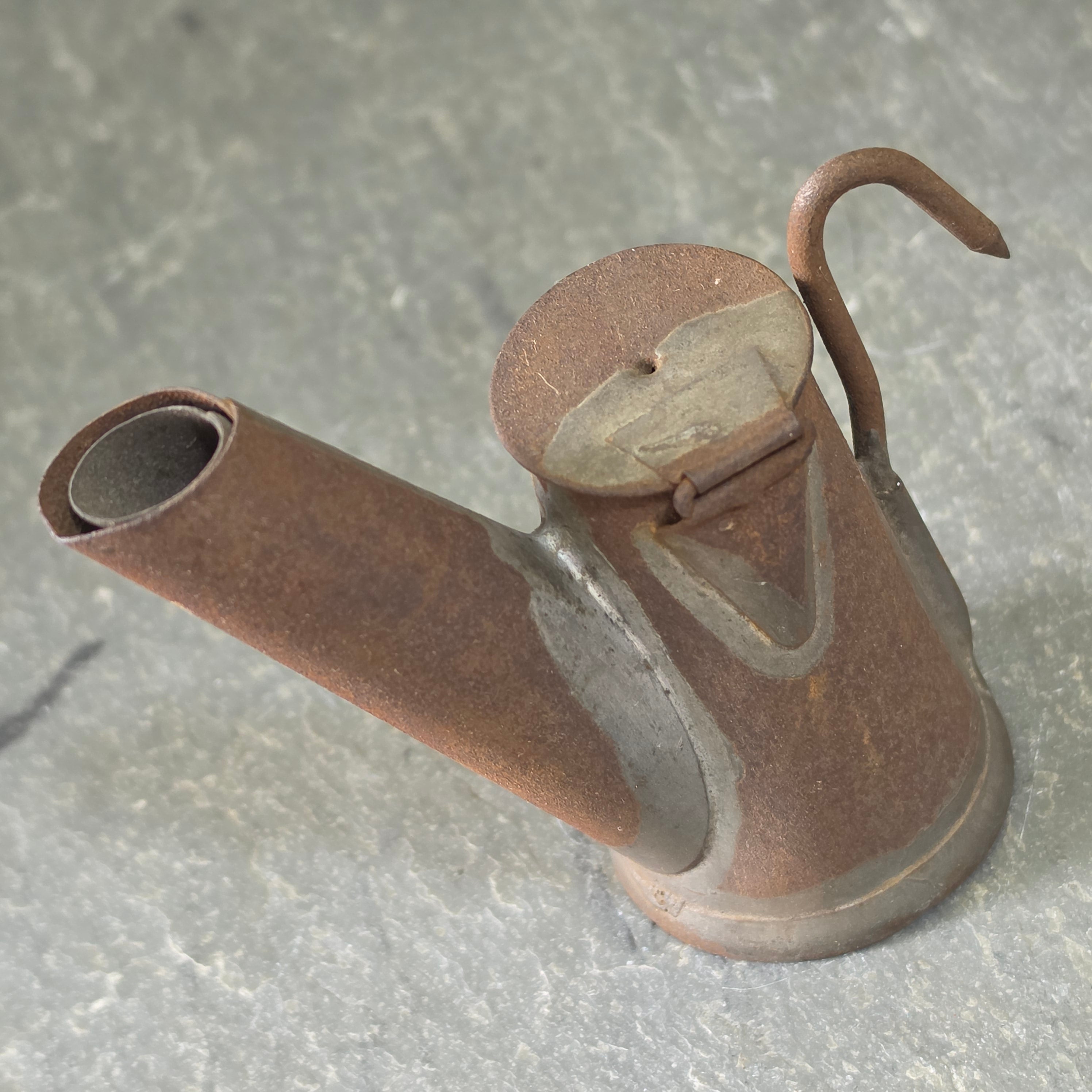Antique James Cherry PA Coal Miner’s Oil Spout Lamp Diagonal Double Mark Mining