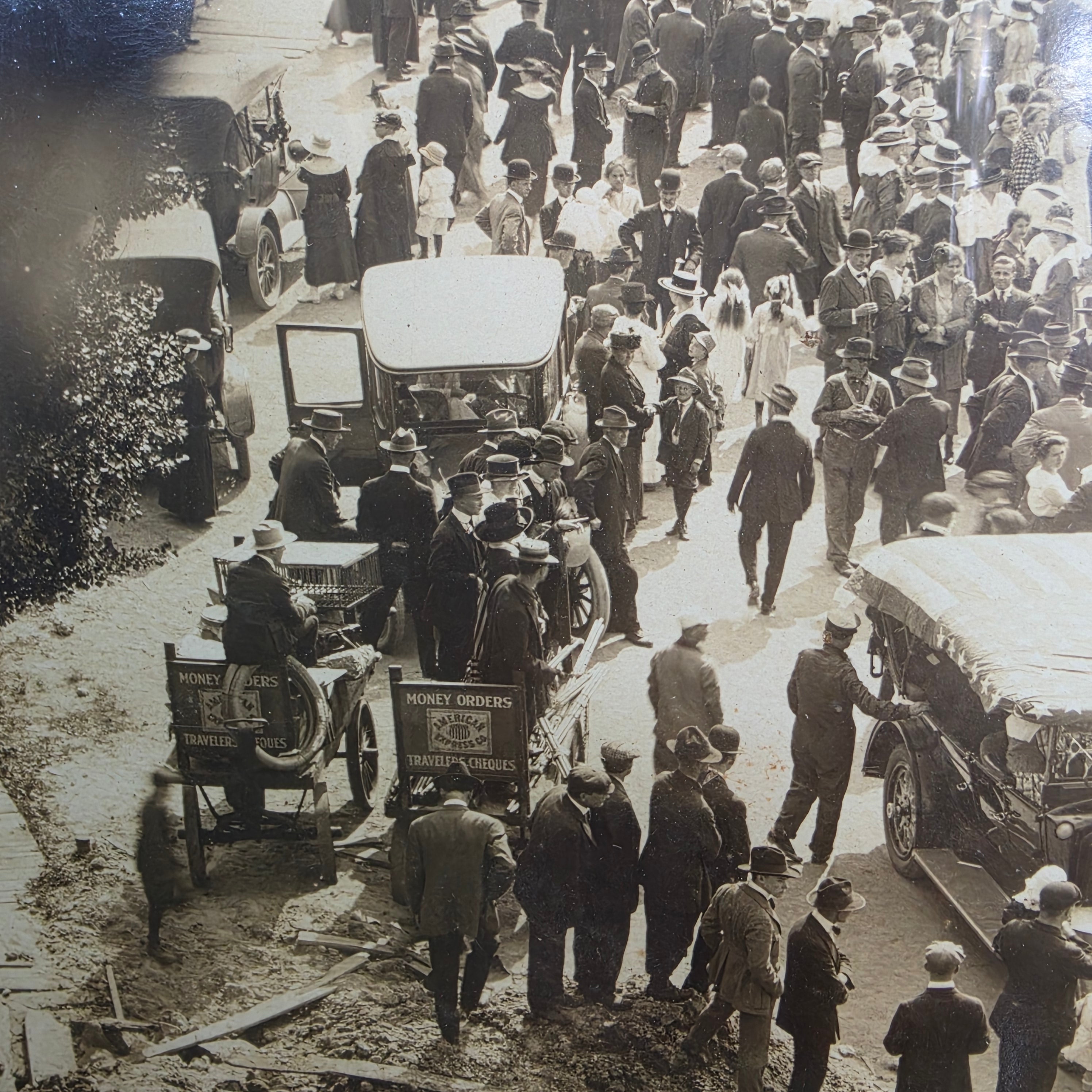 Antique c. 1920 Large Format Photograph DuBois PA Train Station Depot Crowd
