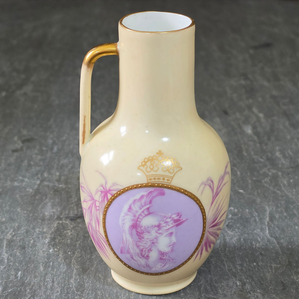 Antique Rosenthal Cameo Germany Porcelain Pitcher Vase RC Crown Mark Mars 5.25"