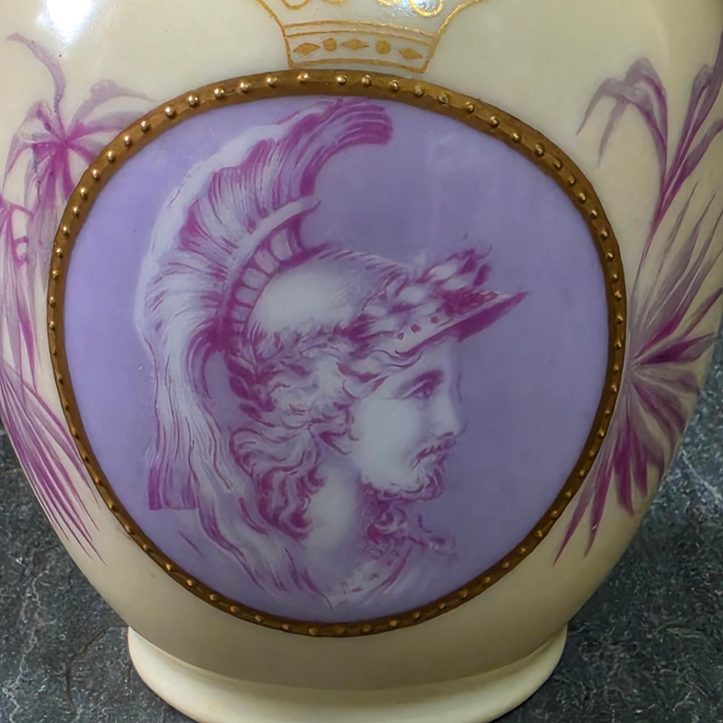 Antique Rosenthal Cameo Germany Porcelain Pitcher Vase RC Crown Mark Mars 5.25"