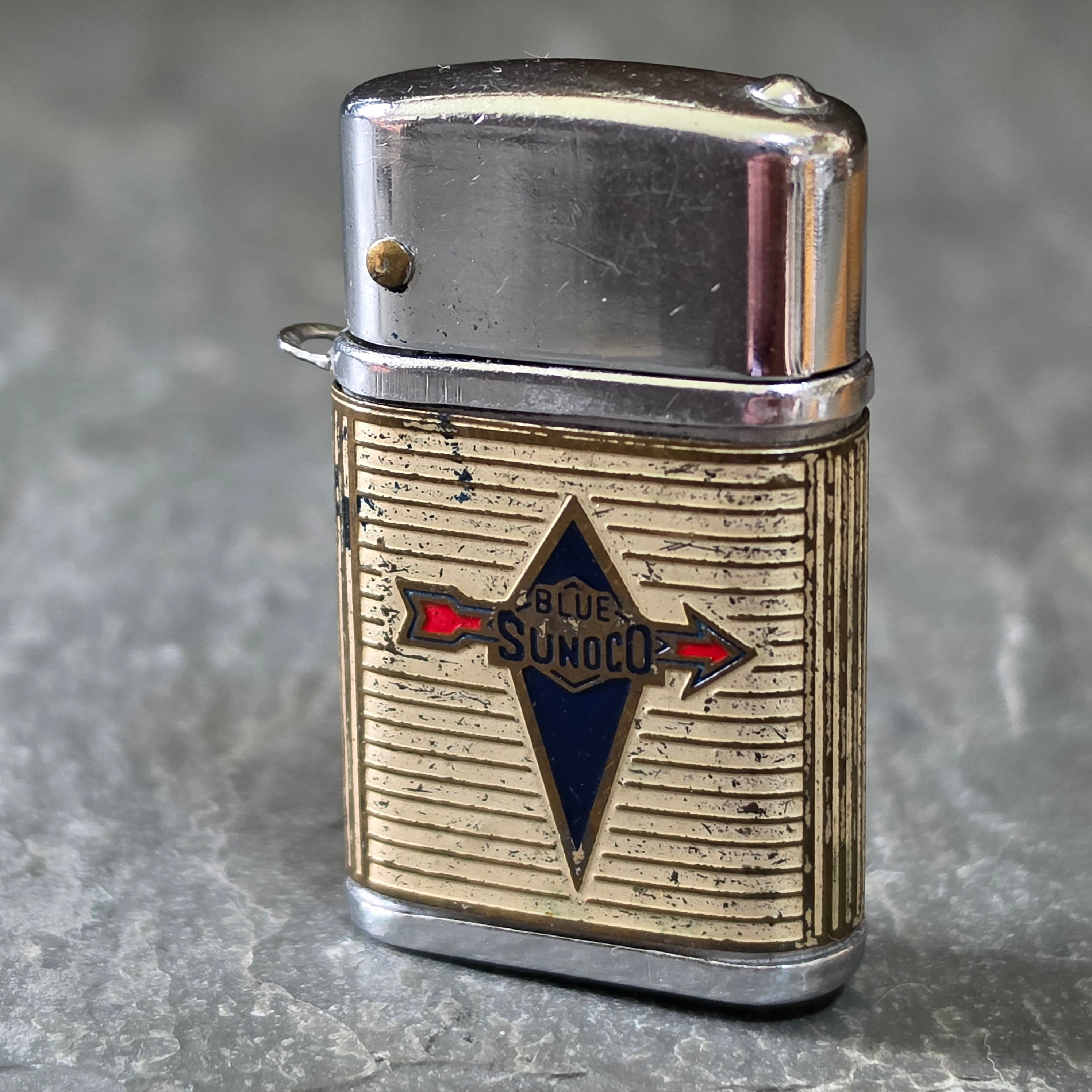 Vintage Little Billboard Blue Sunoco Custom Blending Lighter Fuel Japan Gas Oil
