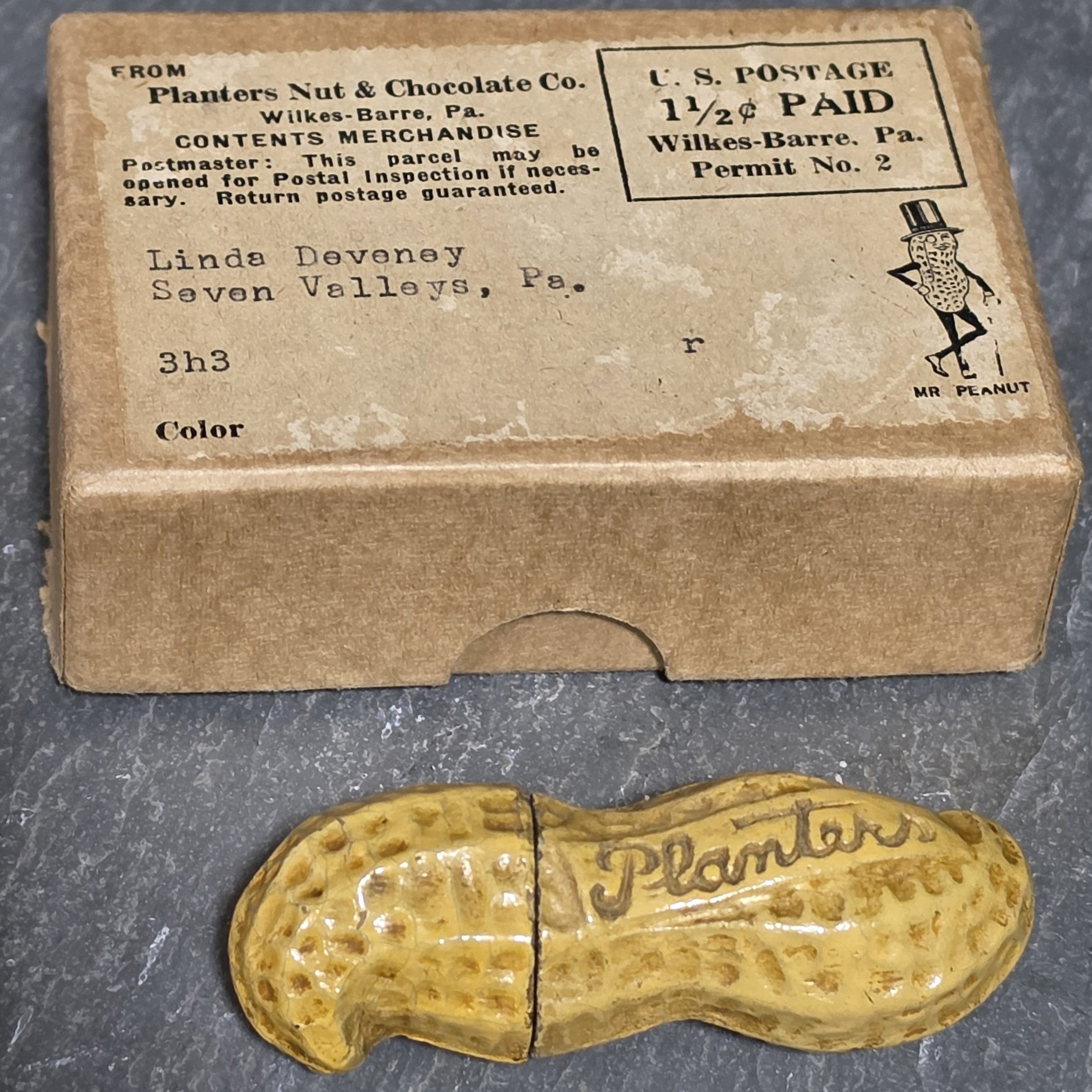 Vintage Planters Peanuts Figural Shell Cigarette Lighter Original Mr Peanut Box