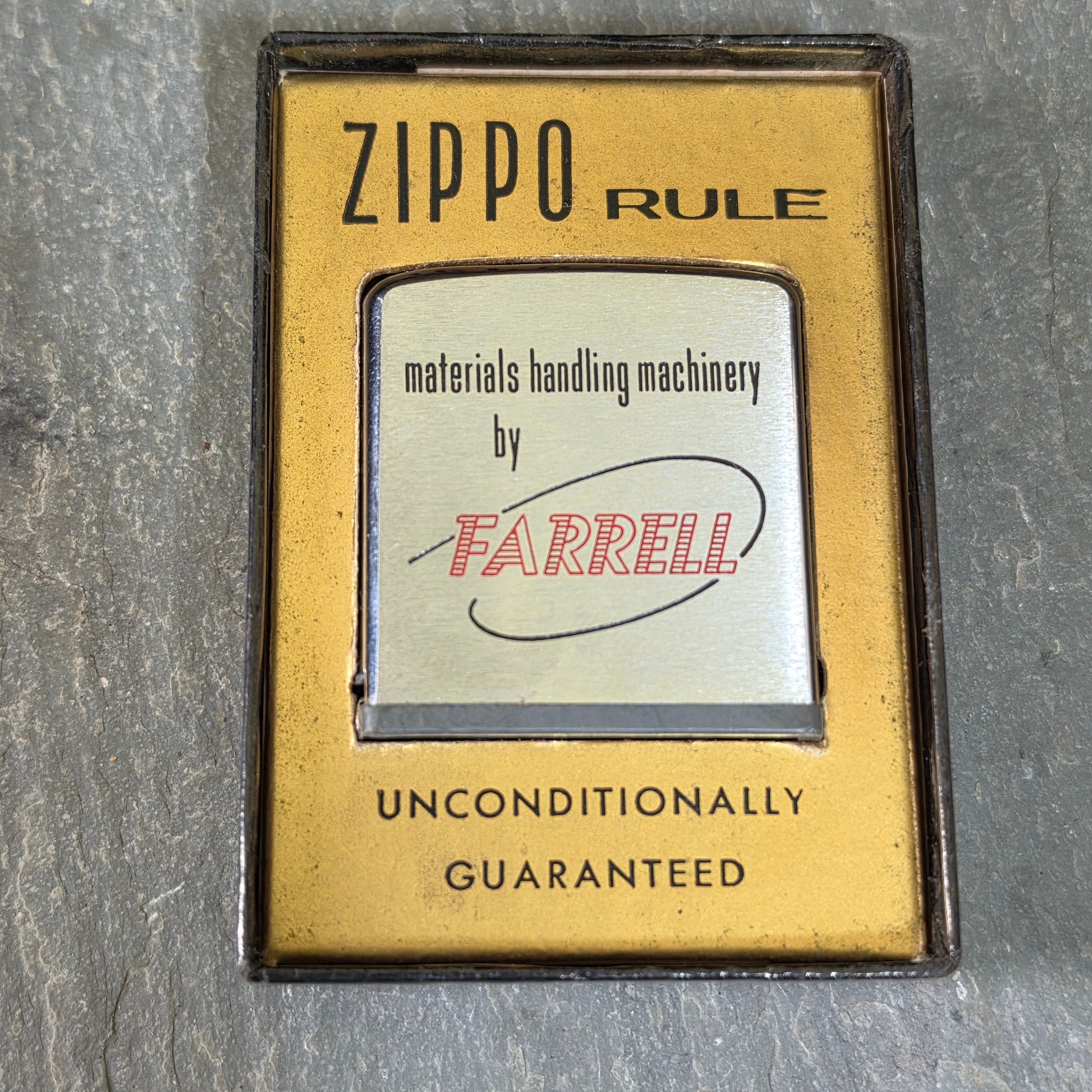 Vintage Zippo Pocket Tape Measure Rule Farrell Materials Handling Machinery Box