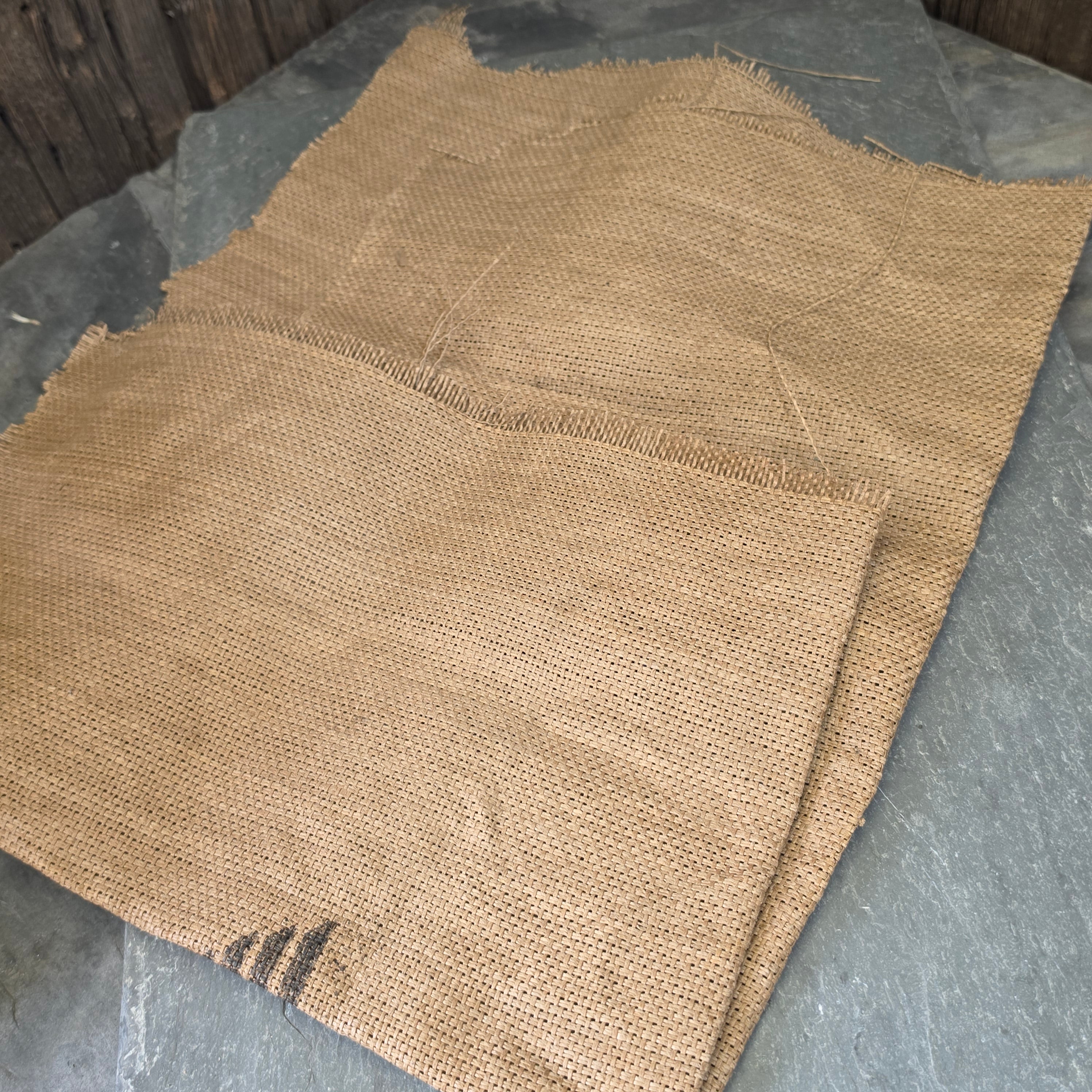 WW2 German Burlaw Sack Panel Stenciled Eagle Swastika Military Field Supply Jute Bag