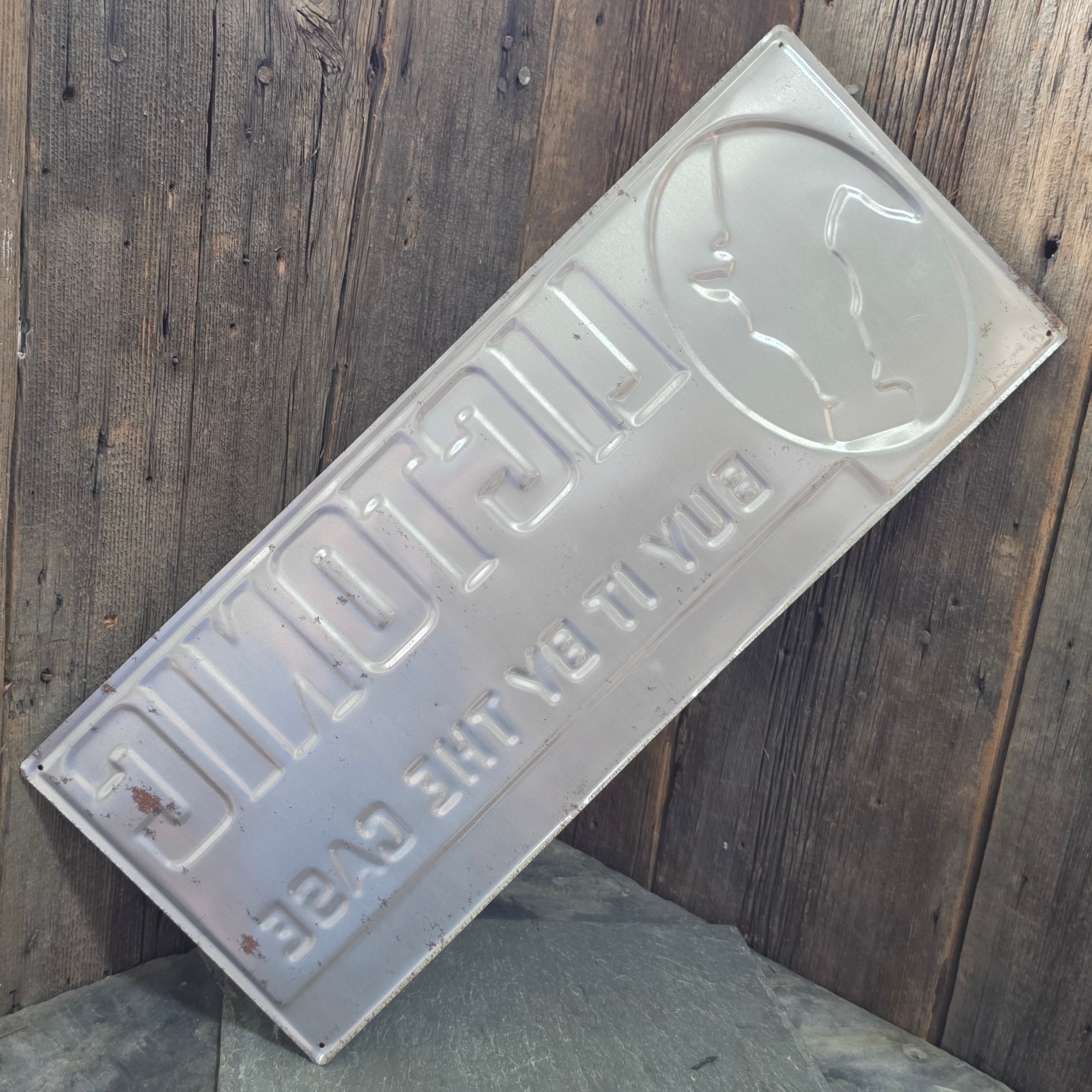 Antique Lictonic Stock Tonic Embossed Tin Sign Horse Medicine Palm Kimmswick, MO