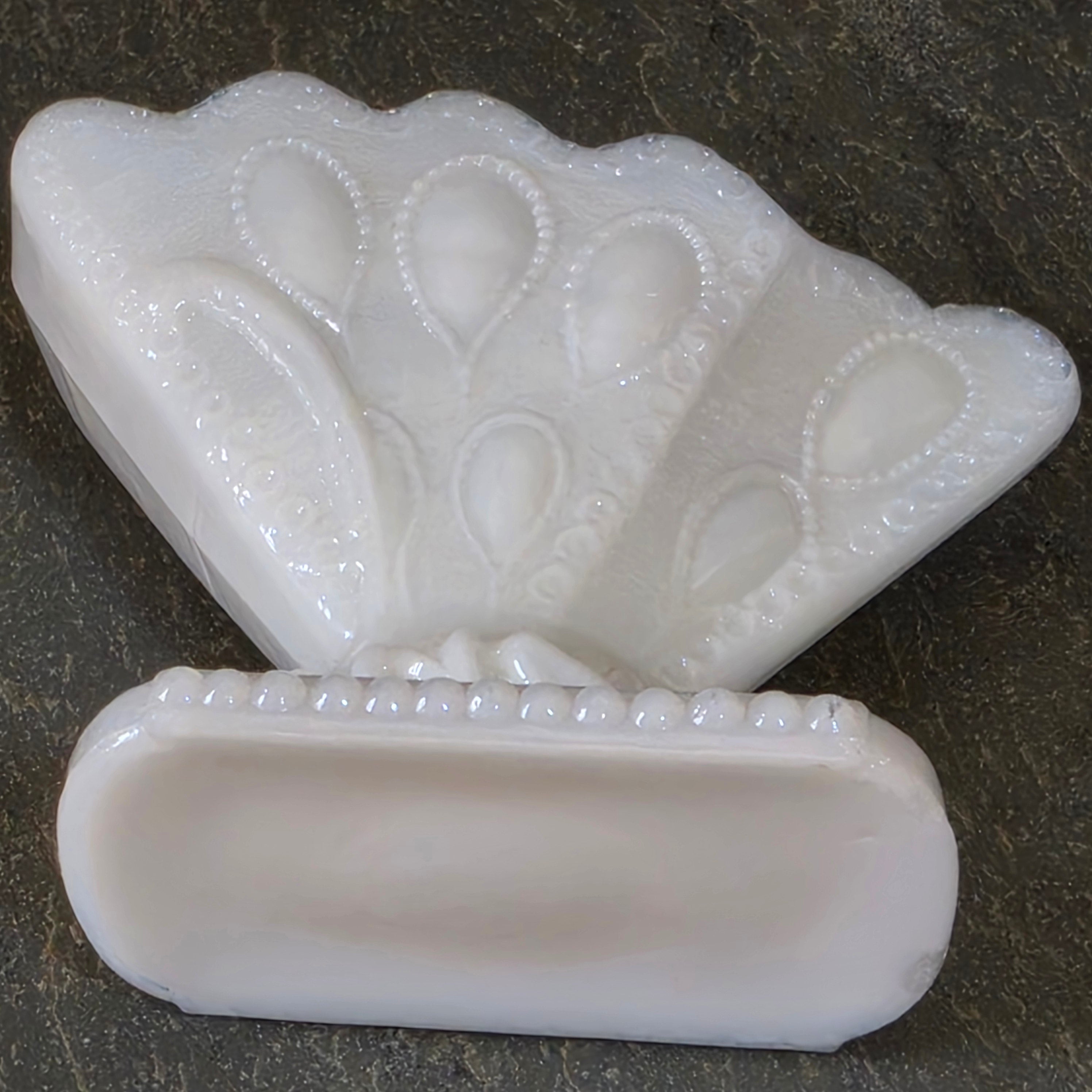 Antique EAPG White Milk Glass Butterfly Toothpick Holder Match Stand Fan Vase