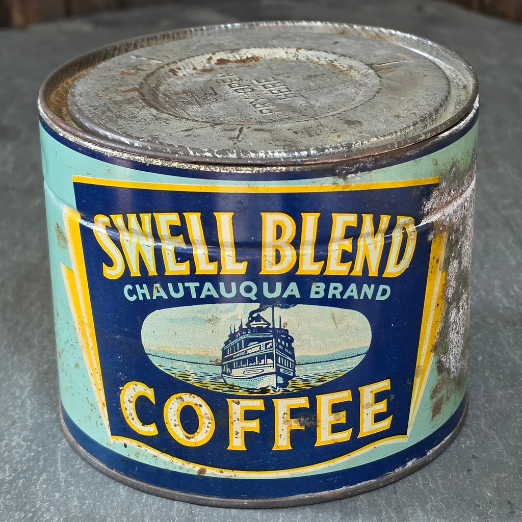 Vintage Swell Blend Coffee Tin Chautauqua Steamboat Wilcox Crissey Jamestown NY