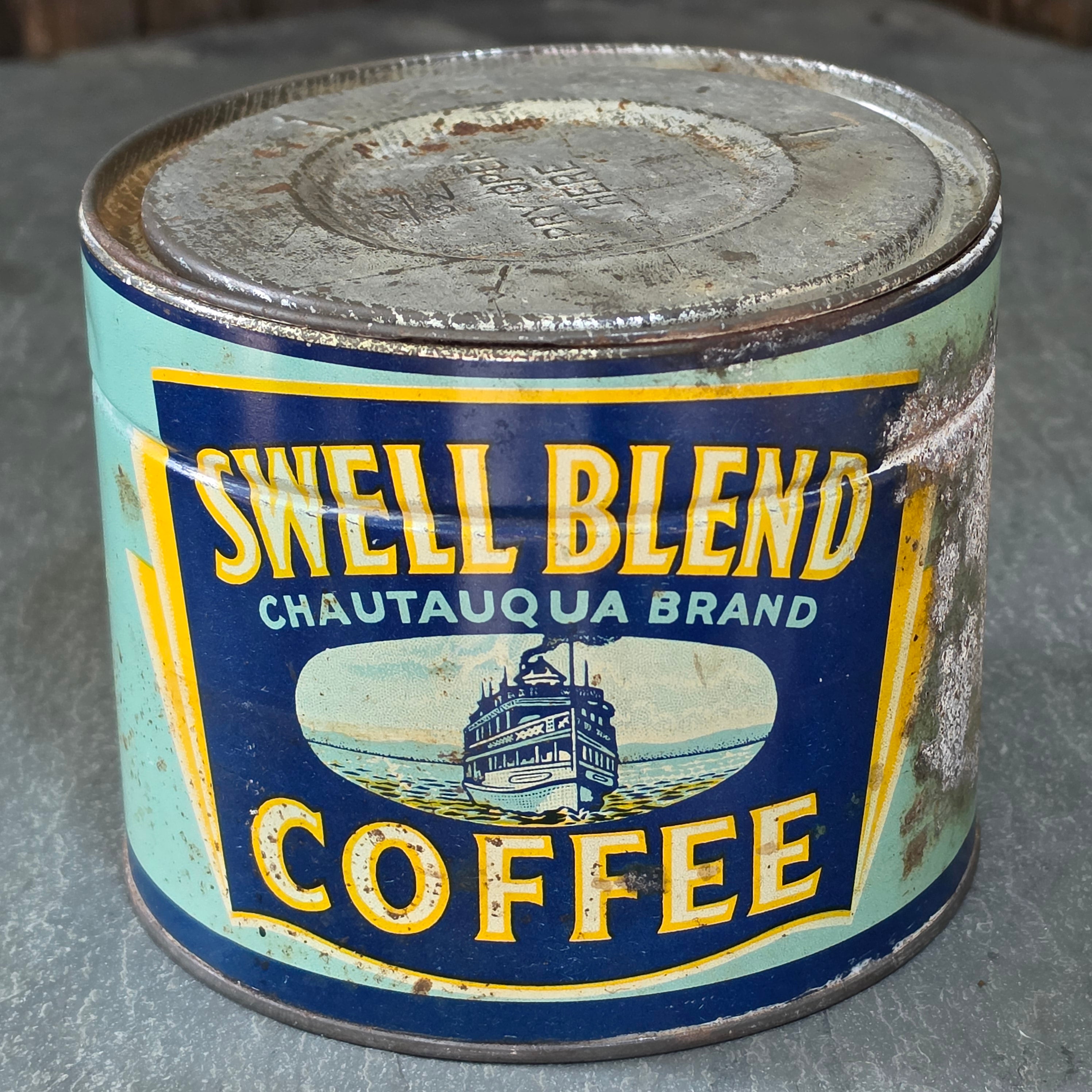 Vintage Swell Blend Coffee Tin Chautauqua Steamboat Wilcox Crissey Jamestown NY