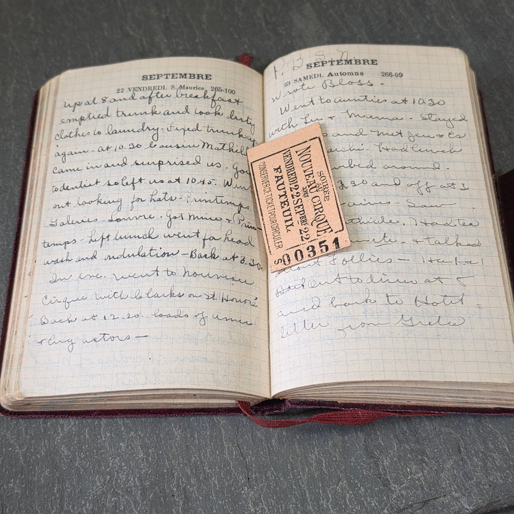 Antique 1922 France Italy Travel Diary Journal Paris Grand Tour Ephemera Book