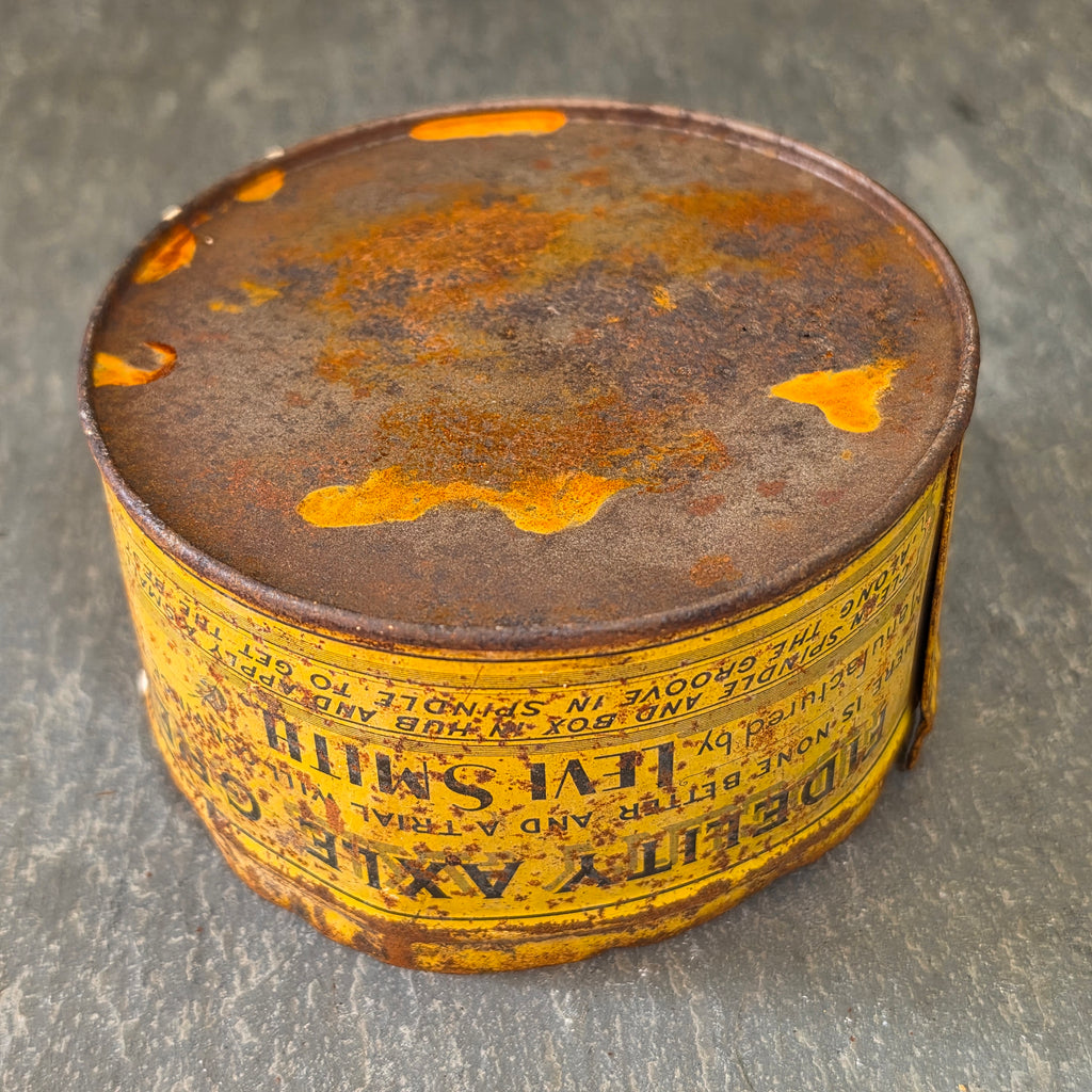 Antique Fidelity Axle Grease Tin Can Levi Smith Clarendon PA Wagon Buggy Oil Gas