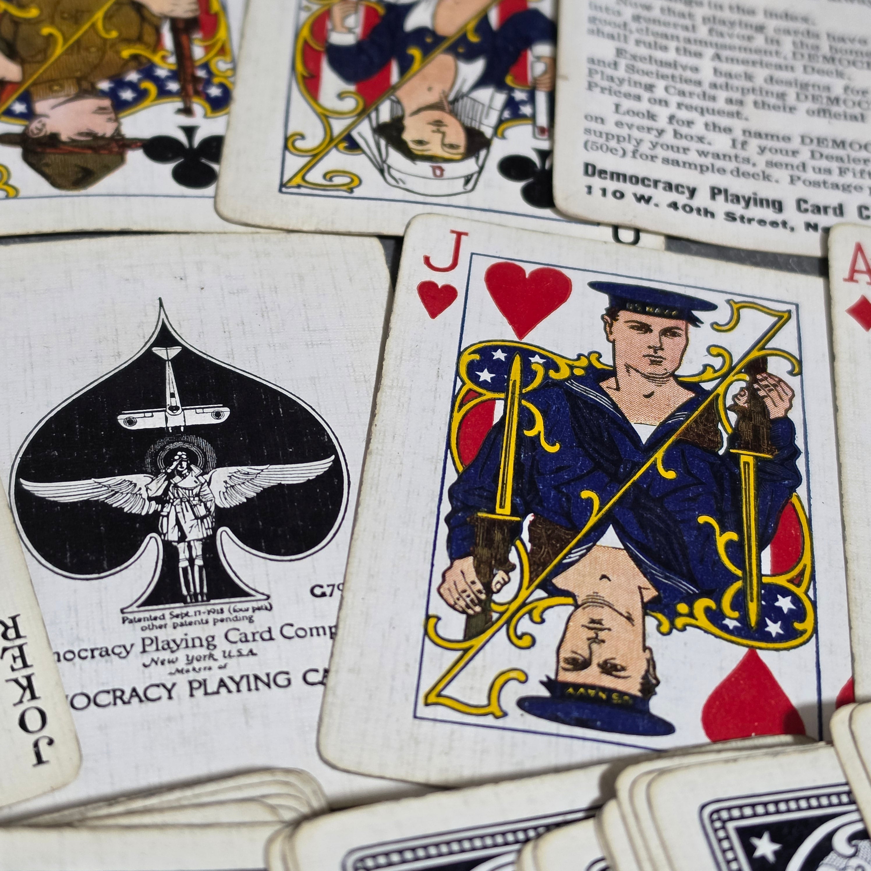 Rare 1918 WWI Democracy Playing Cards Mini Deck Doughboy Nurse Soldier w/ Case