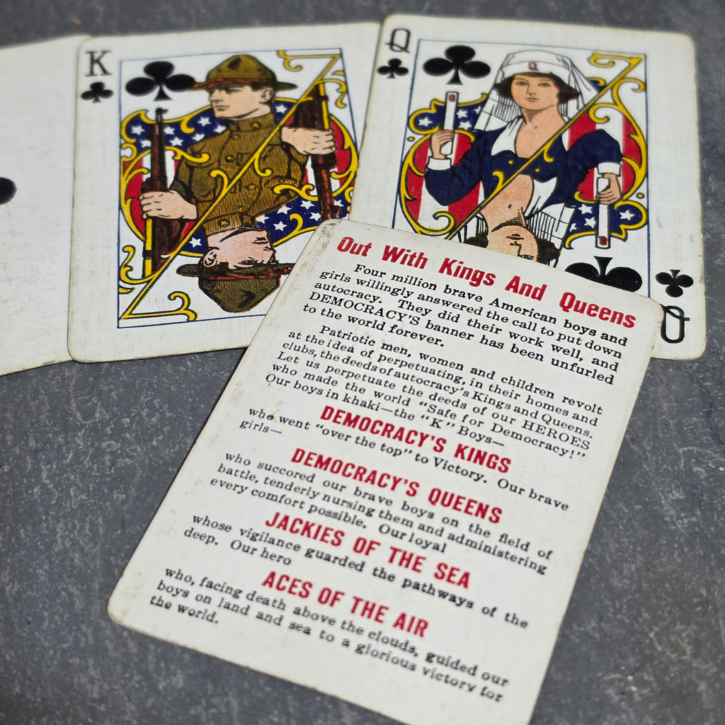 Rare 1918 WWI Democracy Playing Cards Mini Deck Doughboy Nurse Soldier w/ Case
