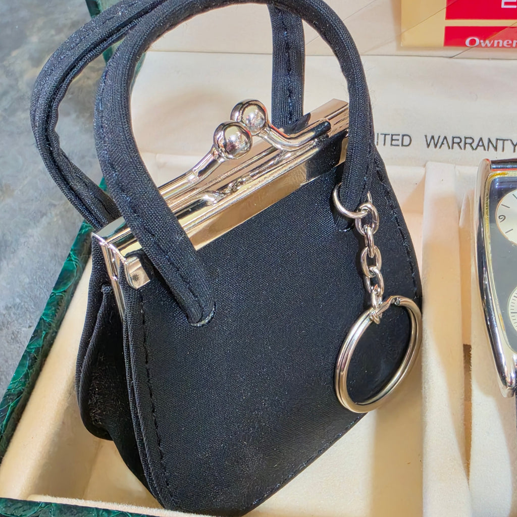 Vintage Galaxie by Elgin Dual Time Zone Watch Boxed Set Purse Charm Tag 1986