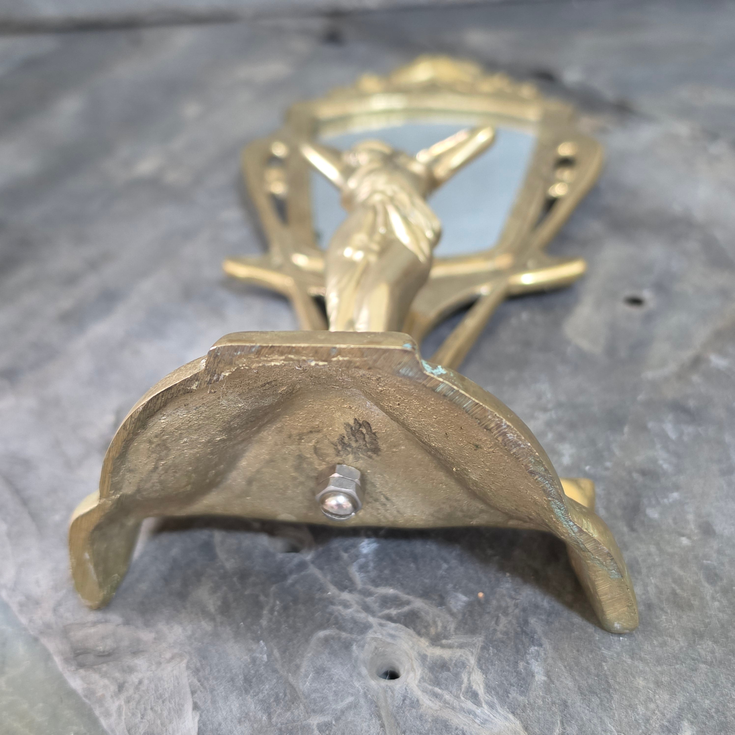 Vintage Art Nouveau Cast Brass Vanity Mirror Figural Maiden Nymph Tabletop