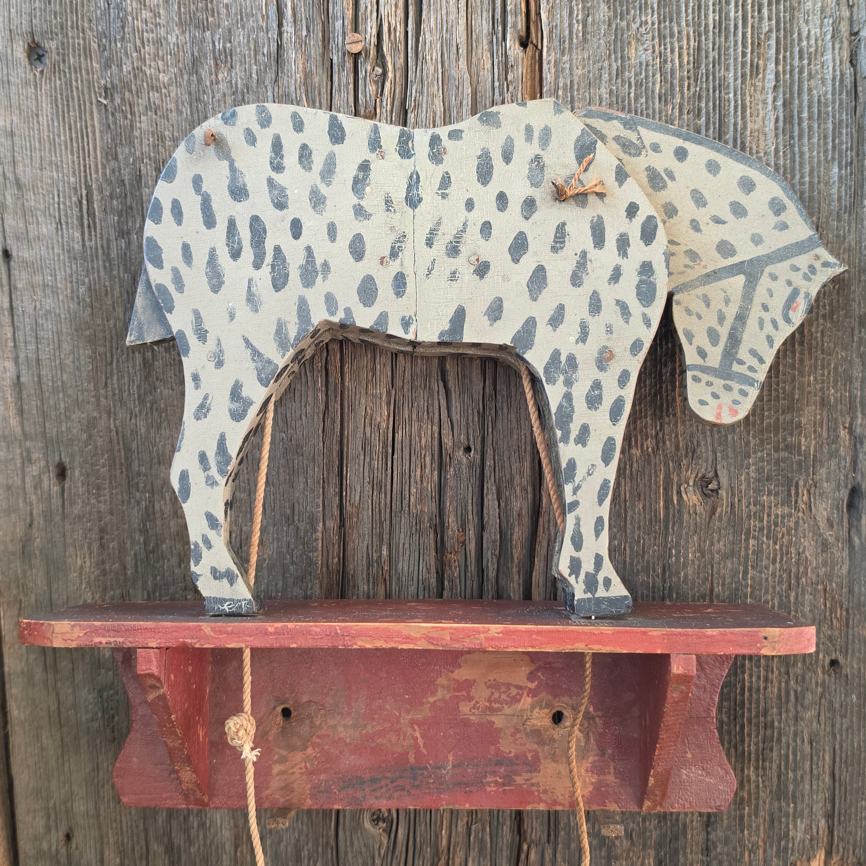 Antique Primitive Folk Art Wood Pendulum Bobbing Horse Toy Shelf Automaton
