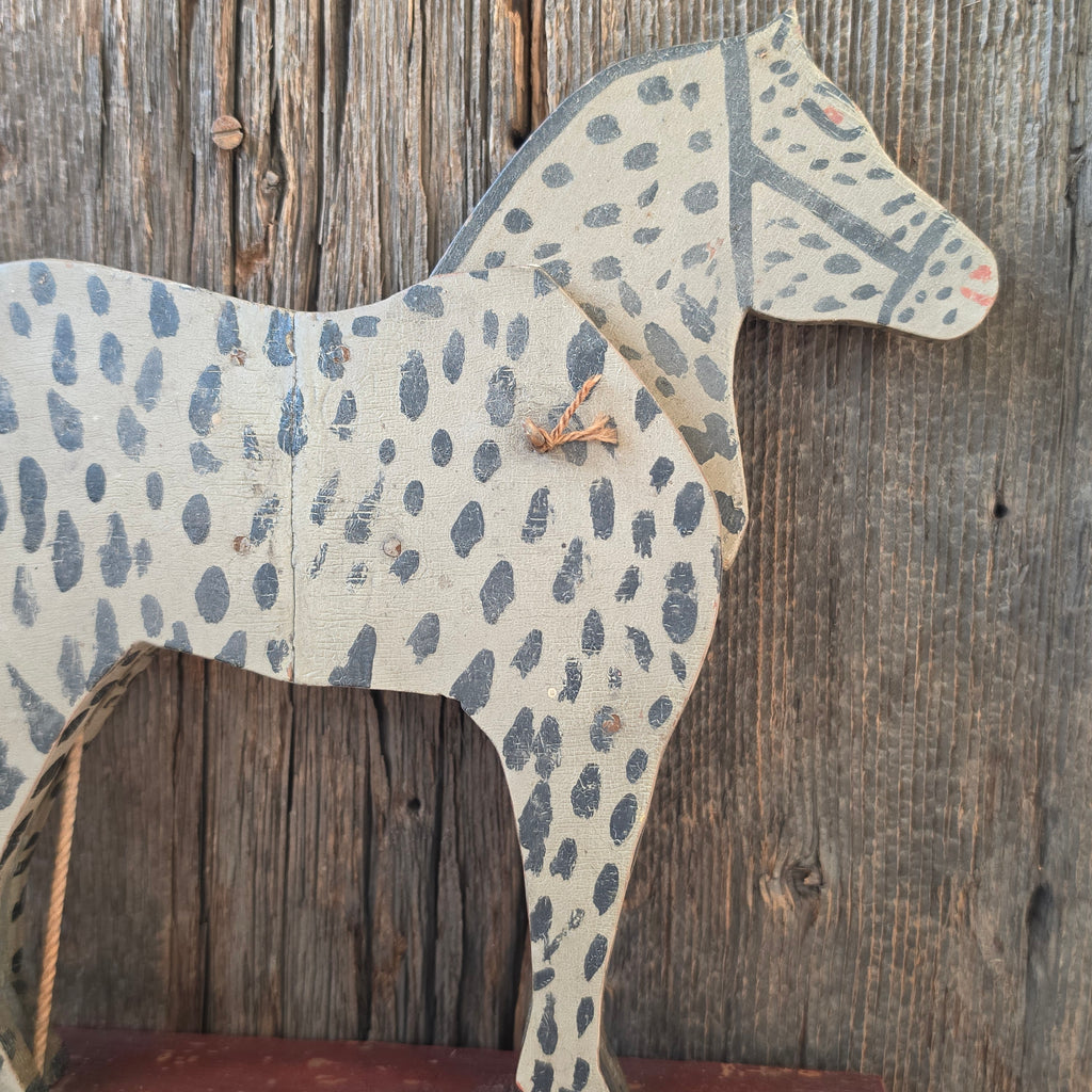 Antique Primitive Folk Art Wood Pendulum Bobbing Horse Toy Shelf Automaton