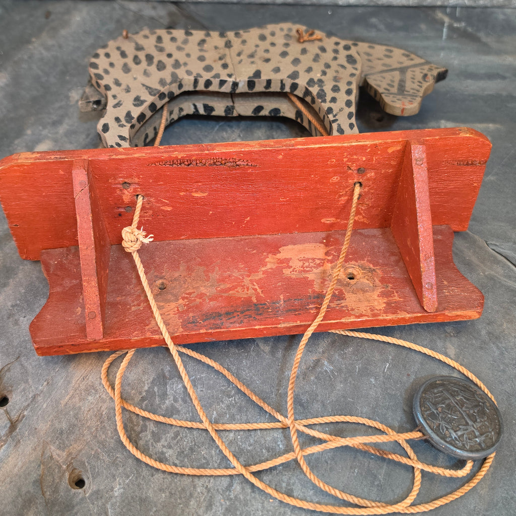 Antique Primitive Folk Art Wood Pendulum Bobbing Horse Toy Shelf Automaton