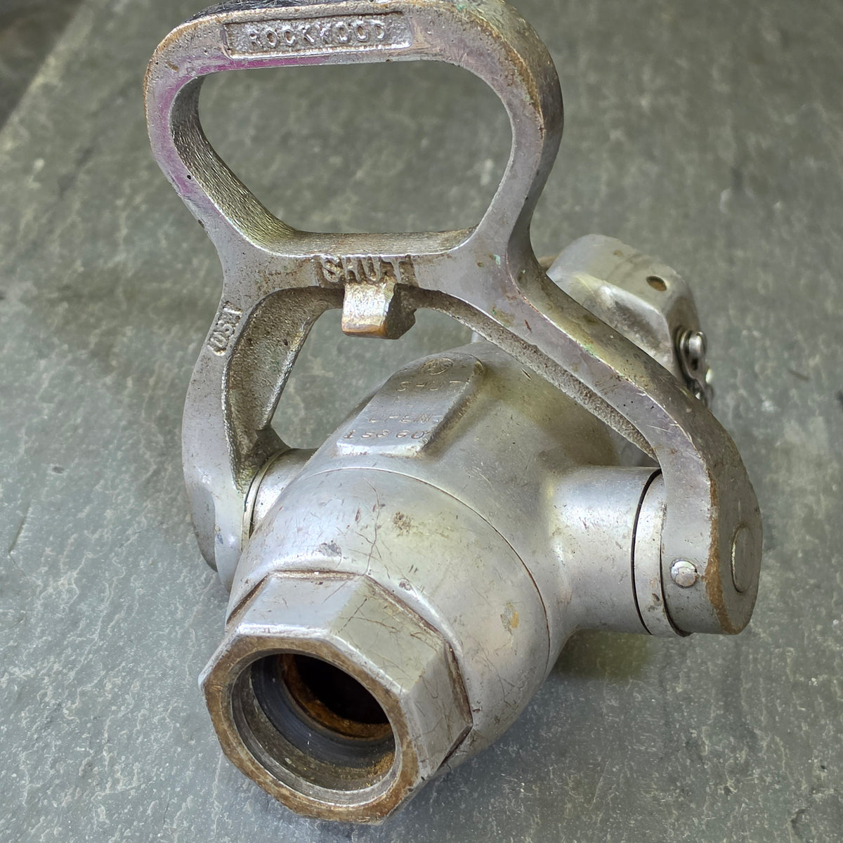 Vintage Rockwood Waterfog Fire Hose Nozzle 1 SG 60 USCG Brass Firefighting