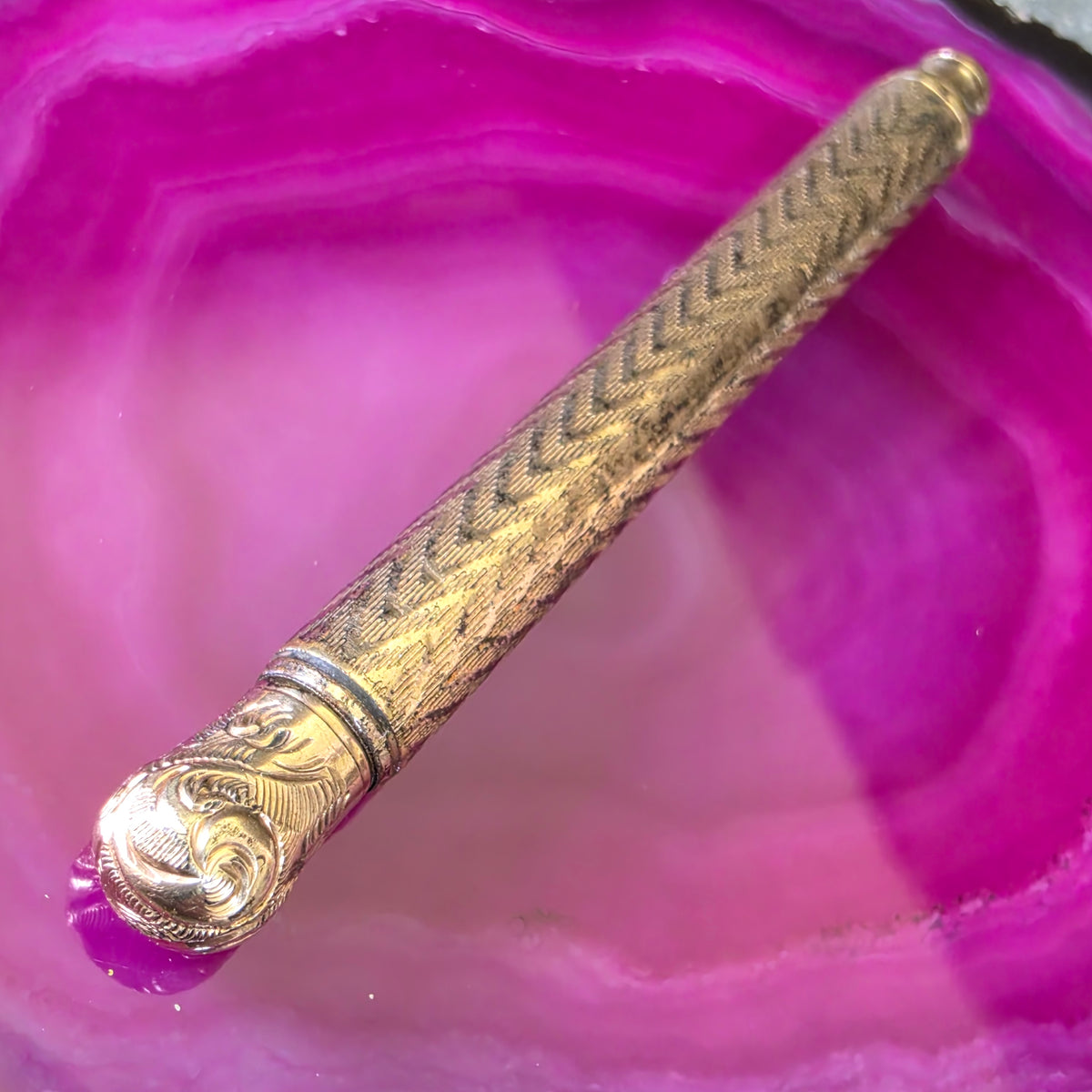 Antique Victorian WS Hicks Gold Filled Telescoping Mechanical Pencil Chatelaine