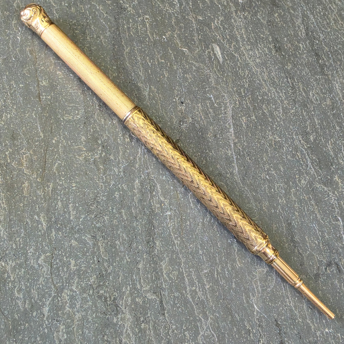 Antique Victorian WS Hicks Gold Filled Telescoping Mechanical Pencil Chatelaine