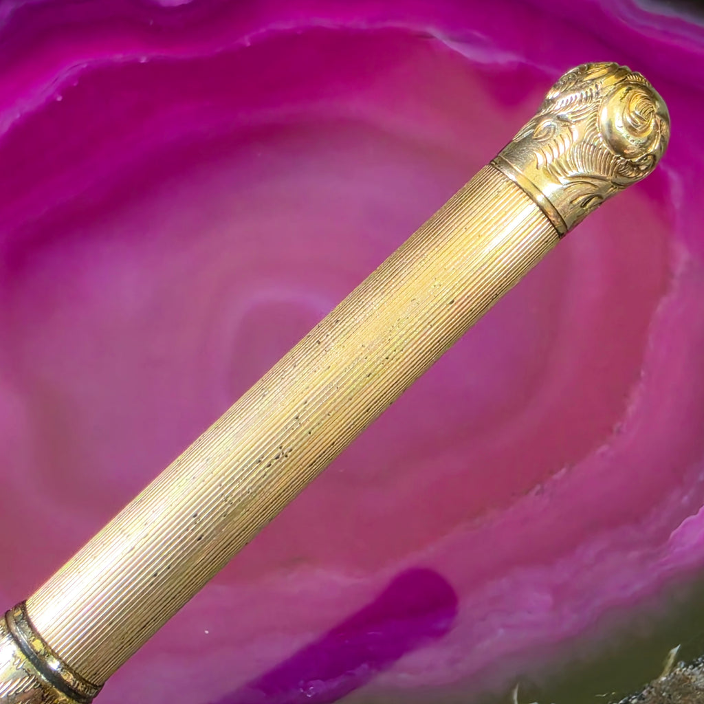 Antique Victorian WS Hicks Gold Filled Telescoping Mechanical Pencil Chatelaine