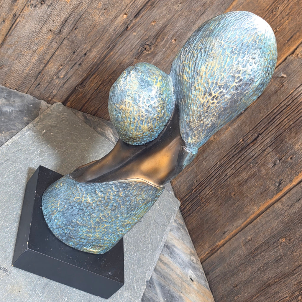 Vintage Mid Century Modern Mother Child Bust Sculpture Brutalist Abstract MCM