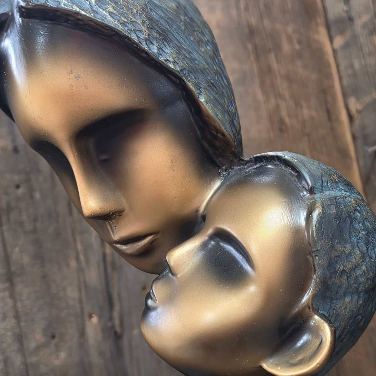 Vintage Mid Century Modern Mother Child Bust Sculpture Brutalist Abstract MCM