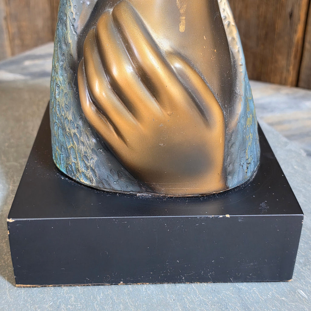 Vintage Mid Century Modern Mother Child Bust Sculpture Brutalist Abstract MCM