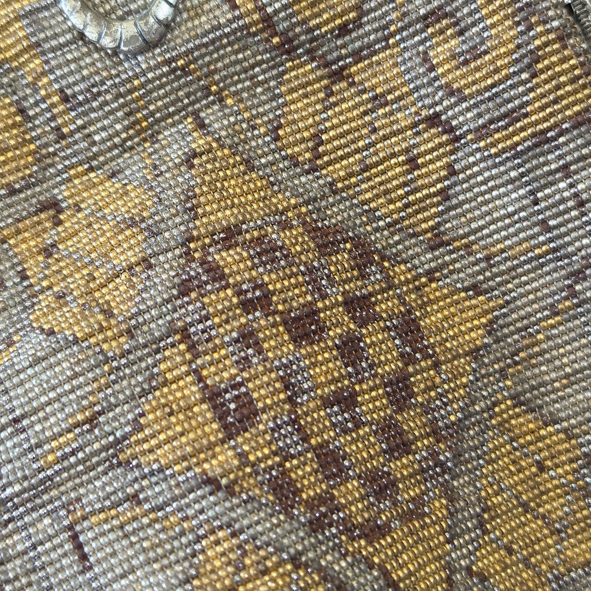 Antique French Cut Steel Micro Beaded Purse Art Deco Flapper Evening Bag Fringe
