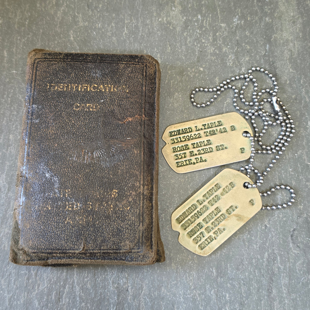 WWII US Army Dog Tags ID Wallet Lot Sgt Edward Yaple 730th Railway Bn Erie PA