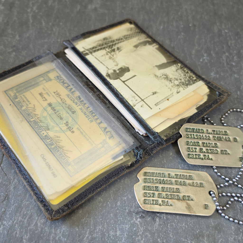 WWII US Army Dog Tags ID Wallet Lot Sgt Edward Yaple 730th Railway Bn Erie PA