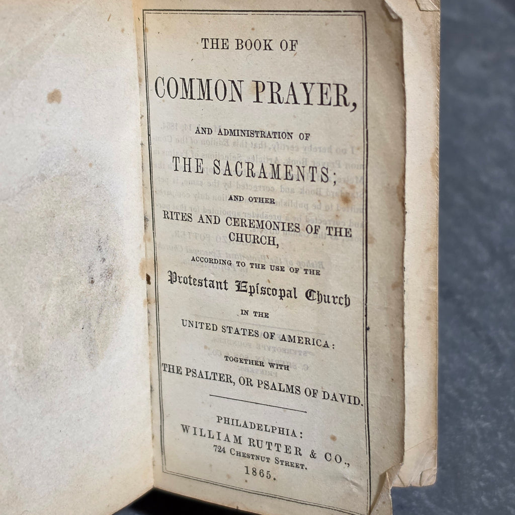 1865 Antique Book of Common Prayer Episcopal Leather Gilt William Rutter Philly