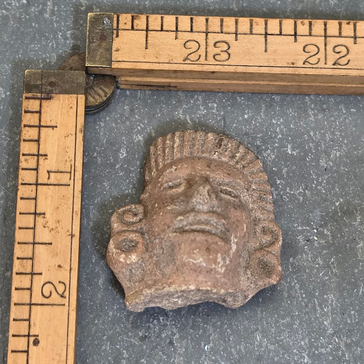Pre Columbian Terracotta Head Figurine Fragment Mesoamerican Vera Cruz Artifact