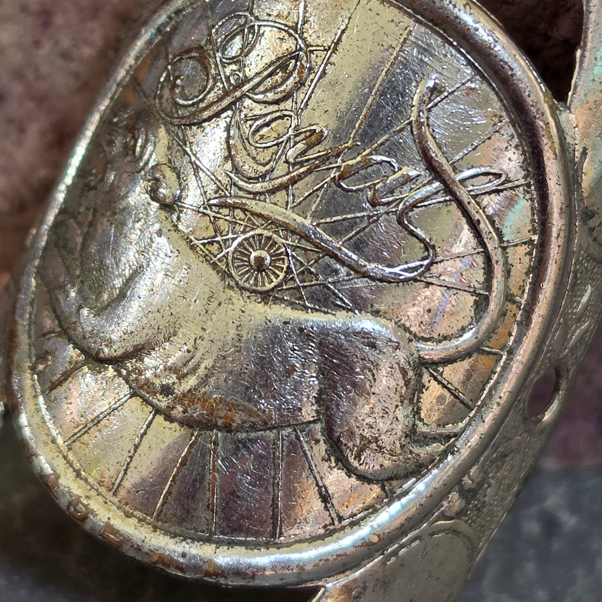 Antique 1890s Royal Bicycle Head Badge Marshall MI Panther Headbadge Bike Emblem