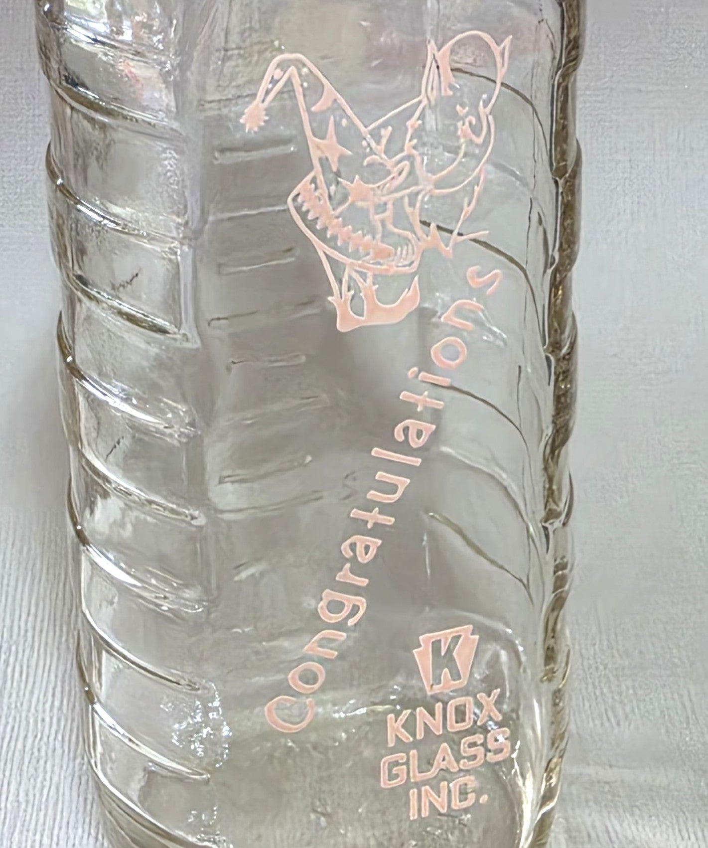 Scarce NOS Samuel Callet Knox Glass Advertising Baby Bottle Wizard Graphics