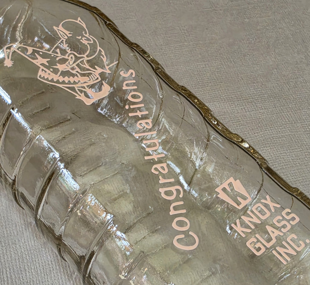 Scarce NOS Samuel Callet Knox Glass Advertising Baby Bottle Wizard Graphics