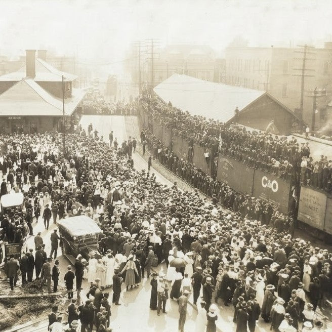 Antique c. 1920 Large Format Photograph DuBois PA Train Station Depot Crowd